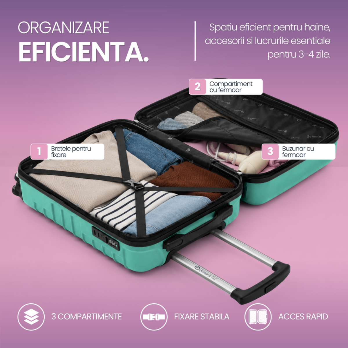 Set troler cabina si rucsac Quasar & Co.®, 55x38x21cm/43x30x20-28 cm, bagaj de mana, troller cu rucsac calatorie avion, Priority Pack-LINE, ABS/pes, turcoaz 9 Set troler cabina si rucsac Quasar & Co.®, 55x38x21cm/43x30x20-28 cm, bagaj de mana, troller cu rucsac calatorie avion, Priority Pack-LINE, ABS/pes, turcoaz 9