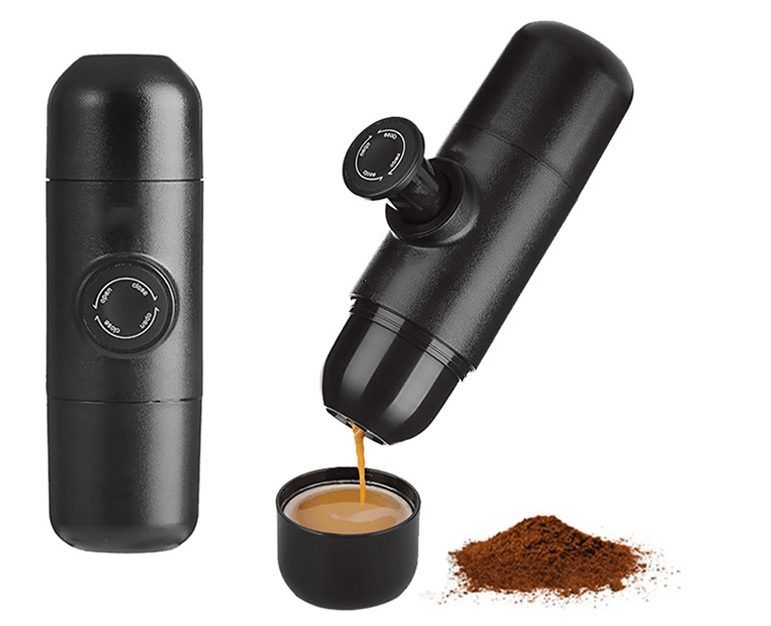 Mini espressor manual, portabil, Quasar & Co.®, pentru cafea macinata