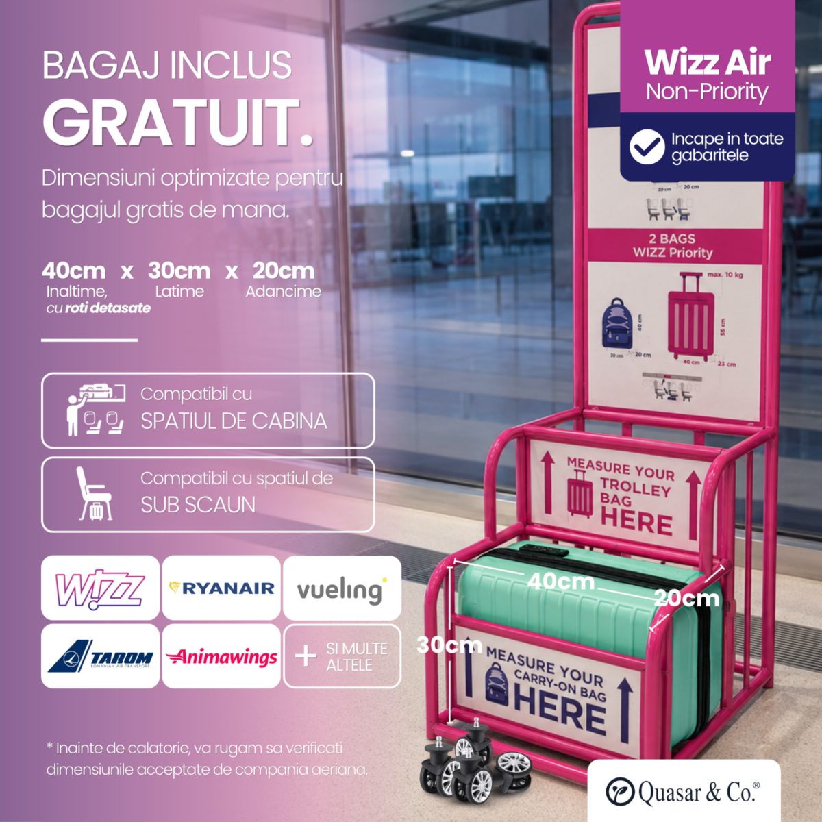 Troler cabina avion Quasar & Co.®, 40x30x20cm, bagaj de mana, troller cu fermoar sigur, cifru, maner telescopic lung, geamantan cu 4 roti duble, detasabile, 360°, valiza ABS 2.8 mm, rezistent, 2 compartimente cu buzunar, 10kg, LINE, turcoaz 3 Troler cabina avion Quasar & Co.®, 40x30x20cm, bagaj de mana, troller cu fermoar sigur, cifru, maner telescopic lung, geamantan cu 4 roti duble, detasabile, 360°, valiza ABS 2.8 mm, rezistent, 2 compartimente cu buzunar, 10kg, LINE, turcoaz 3