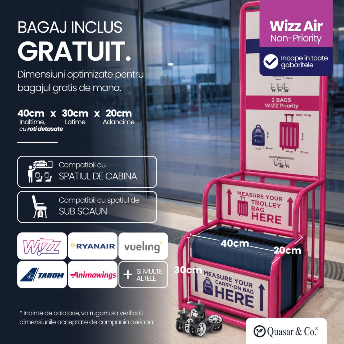 Troler cabina avion Quasar & Co.®, 40x30x20cm, bagaj de mana, troller cu fermoar sigur, cifru, maner telescopic lung, geamantan cu 4 roti duble, detasabile, 360°, valiza ABS 2.8 mm, rezistent, 2 compartimente cu buzunar, 10kg, LINE, bleumarin 3 Troler cabina avion Quasar & Co.®, 40x30x20cm, bagaj de mana, troller cu fermoar sigur, cifru, maner telescopic lung, geamantan cu 4 roti duble, detasabile, 360°, valiza ABS 2.8 mm, rezistent, 2 compartimente cu buzunar, 10kg, LINE, bleumarin 3