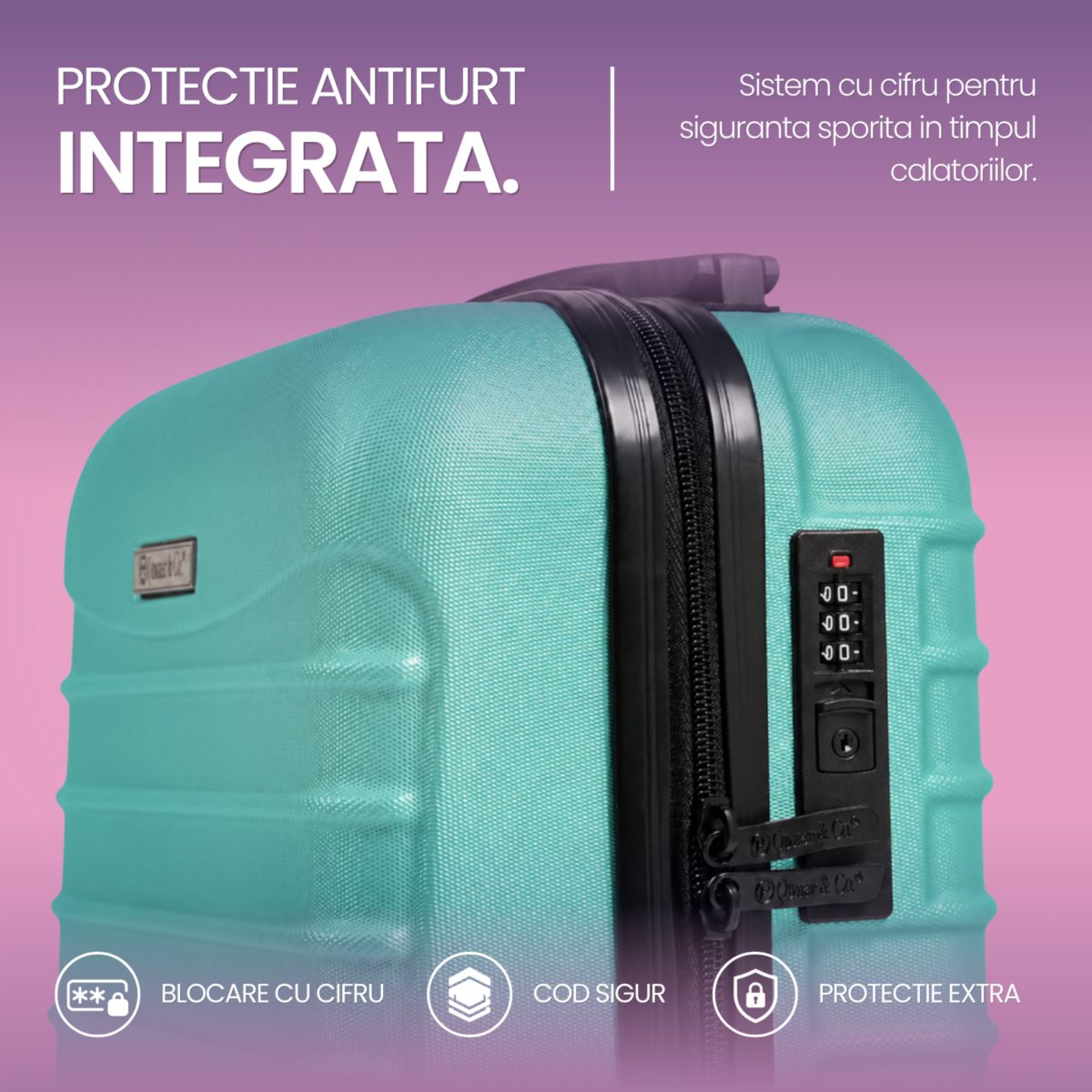 Troler cabina avion Quasar & Co.®, 40x30x20cm, bagaj de mana, troller cu fermoar sigur, cifru, maner telescopic lung, geamantan cu 4 roti duble, detasabile, 360°, valiza ABS 2.8 mm, rezistent, 2 compartimente cu buzunar, 10kg, LINE, turcoaz 5 Troler cabina avion Quasar & Co.®, 40x30x20cm, bagaj de mana, troller cu fermoar sigur, cifru, maner telescopic lung, geamantan cu 4 roti duble, detasabile, 360°, valiza ABS 2.8 mm, rezistent, 2 compartimente cu buzunar, 10kg, LINE, turcoaz 5