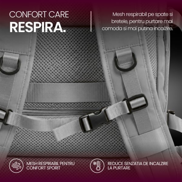 Rucsac bagaj de mana avion Quasar & Co.®, extensibil 43x30x20-28 cm, rucsac calatorie/voiaj multifunctional, impermeabil, compartiment pantofi, compartiment laptop, sistem agatare pe troler, pretabil drumetii/scoala, cu USB, textil, gri deschis - imagine 8