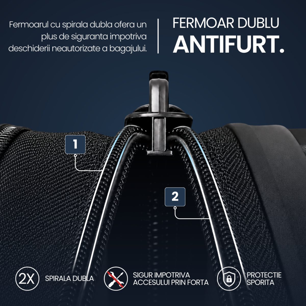 Troler mediu extensibil Quasar & Co.®, 66x45x28-33cm, bagaj de cala, troller avion cu fermoar antifurt, cifru, maner telescopic, geamantan cu 4 roti duble silentioase 360°, valiza ABS 2.8 mm, 2 compartimente cu buzunar, LINE, Negru 4