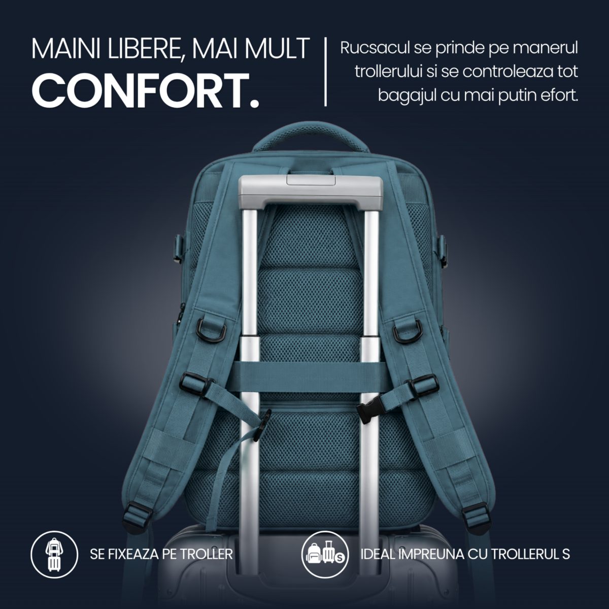 Rucsac bagaj de mana avion Quasar & Co.®, extensibil 43x30x20-28 cm, rucsac calatorie/voiaj multifunctional, impermeabil, compartiment pantofi, compartiment laptop, sistem agatare pe troler, pretabil drumetii/scoala, cu USB, textil, ATLAS, verde inchis 12 Rucsac bagaj de mana avion Quasar & Co.®, extensibil 43x30x20-28 cm, rucsac calatorie/voiaj multifunctional, impermeabil, compartiment pantofi, compartiment laptop, sistem agatare pe troler, pretabil drumetii/scoala, cu USB, textil, ATLAS, verde inchis 12