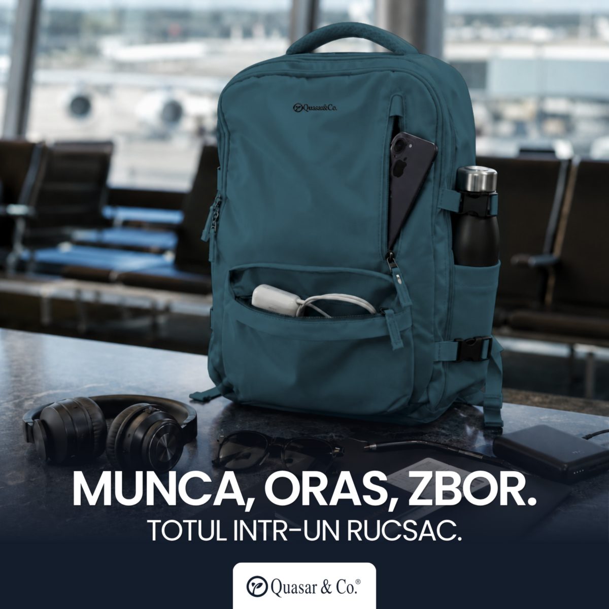 Rucsac bagaj de mana avion Quasar & Co.®, extensibil 43x30x20-28 cm, rucsac calatorie/voiaj multifunctional, impermeabil, compartiment pantofi, compartiment laptop, sistem agatare pe troler, pretabil drumetii/scoala, cu USB, textil, ATLAS, verde inchis 4 Rucsac bagaj de mana avion Quasar & Co.®, extensibil 43x30x20-28 cm, rucsac calatorie/voiaj multifunctional, impermeabil, compartiment pantofi, compartiment laptop, sistem agatare pe troler, pretabil drumetii/scoala, cu USB, textil, ATLAS, verde inchis 4