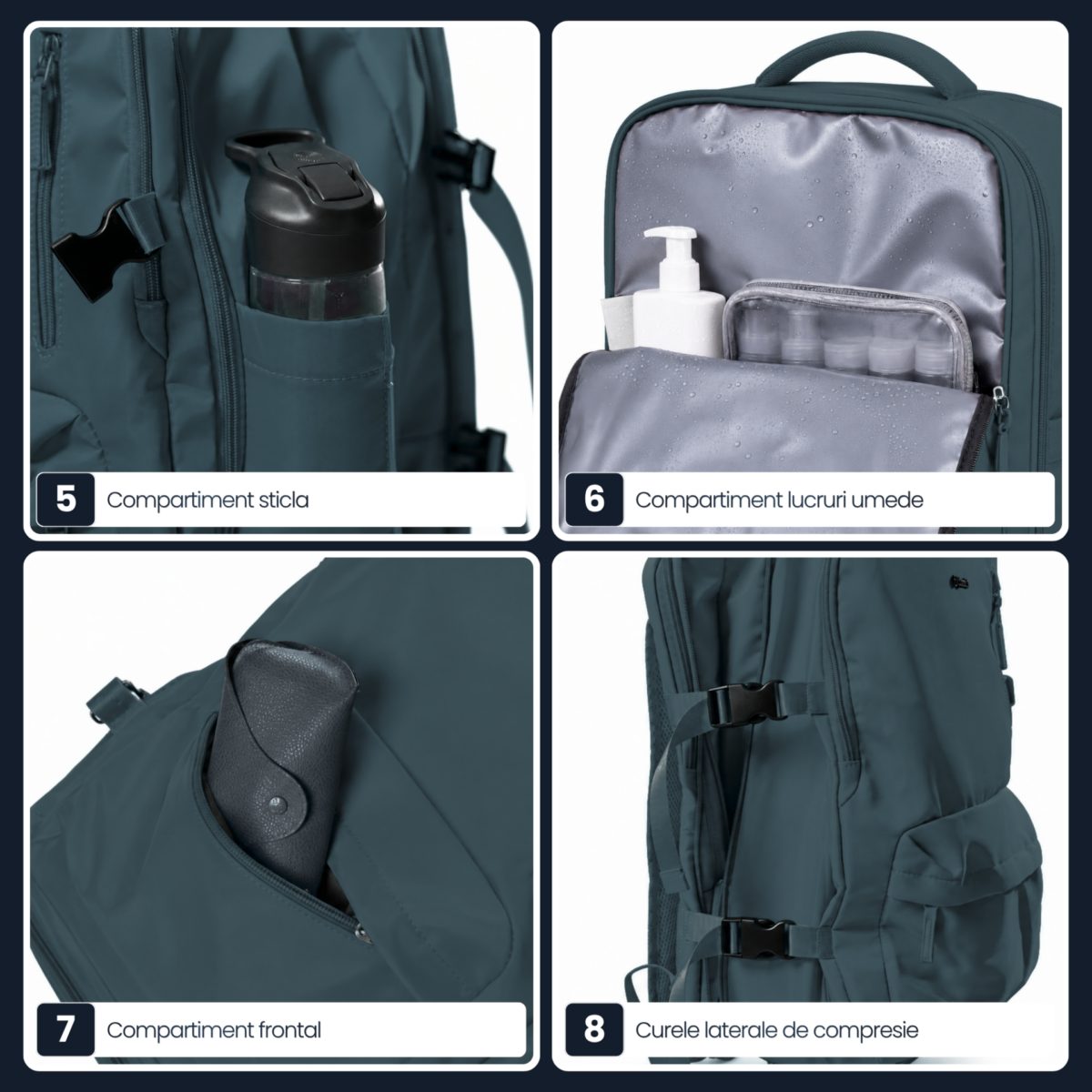 Rucsac bagaj de mana avion Quasar & Co.®, extensibil 43x30x20-28 cm, rucsac calatorie/voiaj multifunctional, impermeabil, compartiment pantofi, compartiment laptop, sistem agatare pe troler, pretabil drumetii/scoala, cu USB, textil, ATLAS, verde inchis 7 Rucsac bagaj de mana avion Quasar & Co.®, extensibil 43x30x20-28 cm, rucsac calatorie/voiaj multifunctional, impermeabil, compartiment pantofi, compartiment laptop, sistem agatare pe troler, pretabil drumetii/scoala, cu USB, textil, ATLAS, verde inchis 7