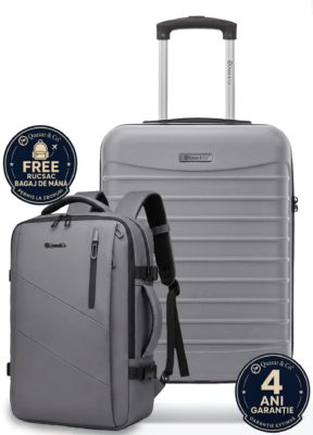 Set troler cabina si rucsac Quasar & Co.®, 55x38x21cm/44x30x15-25 cm, bagaj de mana, troller cu rucsac calatorie avion, Priority Pack, Vega-Line, ABS/pes, gri 9 Set troler cabina si rucsac Quasar & Co.®, 55x38x21cm/44x30x15-25 cm, bagaj de mana, troller cu rucsac calatorie avion, Priority Pack, Vega-Line, ABS/pes, gri 9