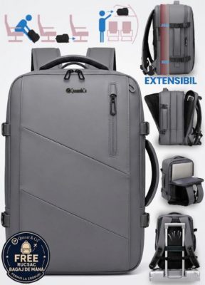 Rucsac Quasar & Co.®, bagaj de mana avion, multifunctional, extensibil, impermeabil, compartiment laptop, sistem agatare pe troler, rucsac calatorie/voiaj pretabil drumetii/scoala, piele ecologica, VEGA, gri 9 Rucsac Quasar & Co.®, bagaj de mana avion, multifunctional, extensibil, impermeabil, compartiment laptop, sistem agatare pe troler, rucsac calatorie/voiaj pretabil drumetii/scoala, piele ecologica, VEGA, gri 9