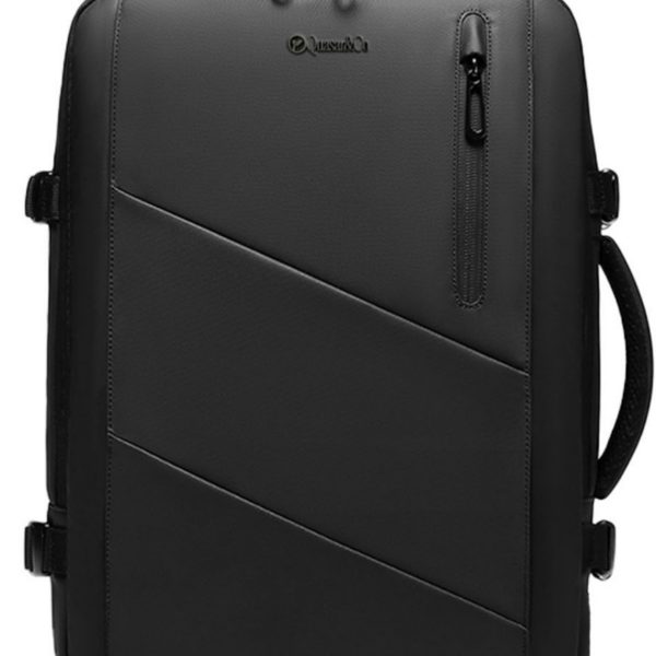 Rucsac Quasar & Co.®, bagaj de mana avion, multifunctional, extensibil, impermeabil, compartiment laptop, sistem agatare pe troler, rucsac calatorie/voiaj pretabil drumetii/scoala, piele ecologica, VEGA, negru