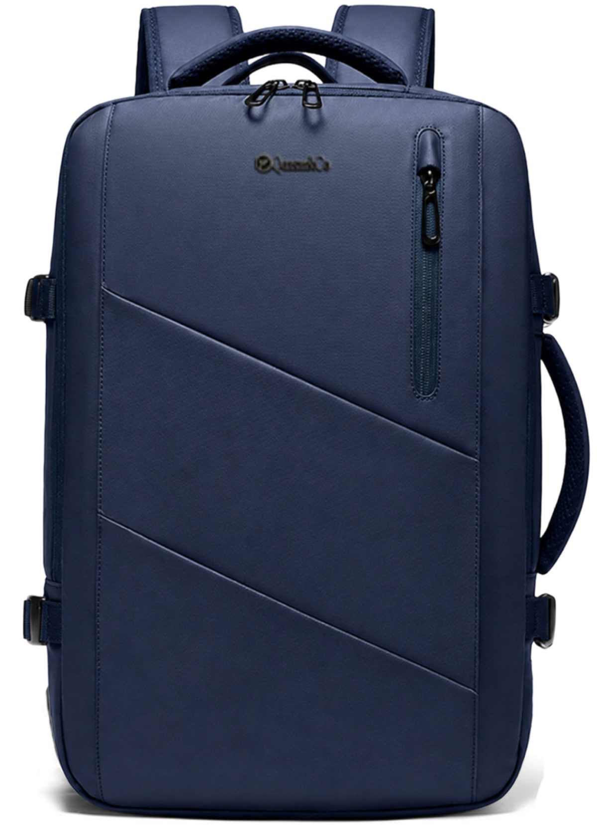 Rucsac Quasar & Co.®, bagaj de mana avion, multifunctional, extensibil, impermeabil, compartiment laptop, sistem agatare pe troler, rucsac calatorie/voiaj pretabil drumetii/scoala, piele ecologica, VEGA, bleumarin 2