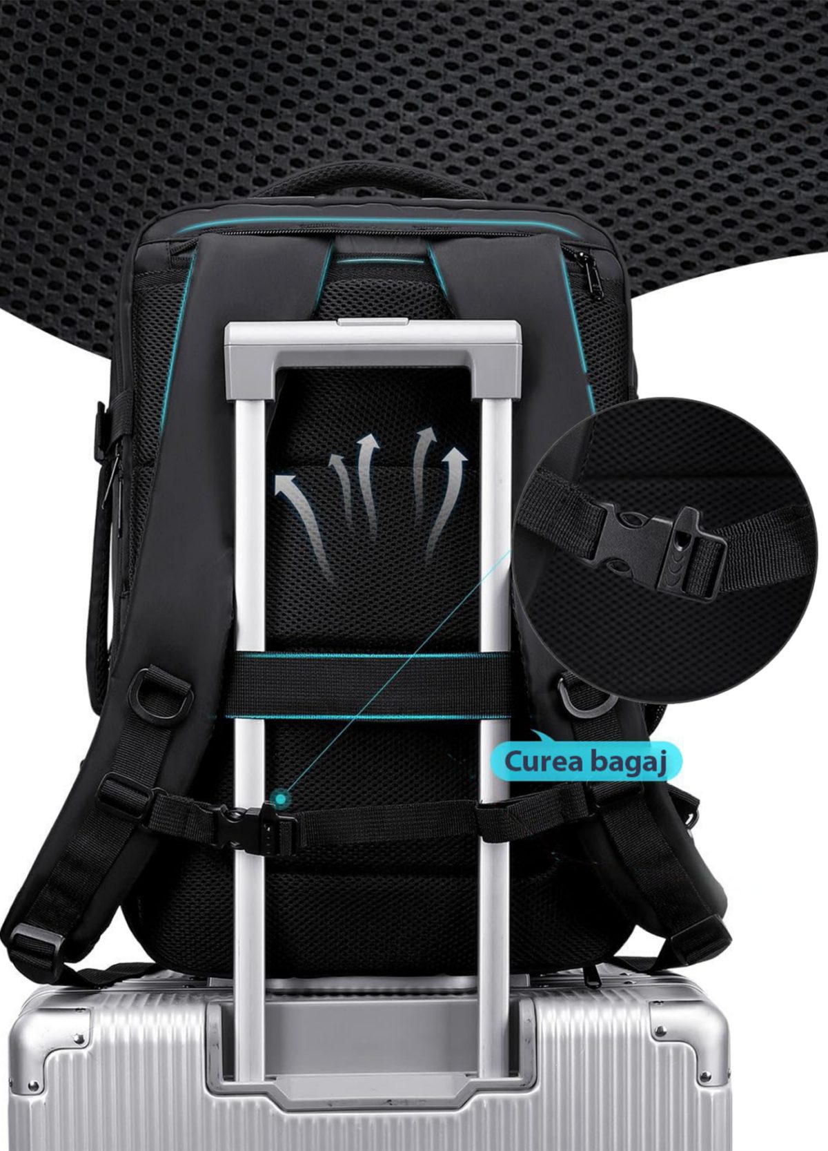 Set troler cabina si rucsac Quasar & Co.®, 55x38x21cm/44x30x15-25 cm, bagaj de mana, troller cu rucsac calatorie avion, Priority Pack, Vega-Line, ABS/pes, negru 4 Set troler cabina si rucsac Quasar & Co.®, 55x38x21cm/44x30x15-25 cm, bagaj de mana, troller cu rucsac calatorie avion, Priority Pack, Vega-Line, ABS/pes, negru 4