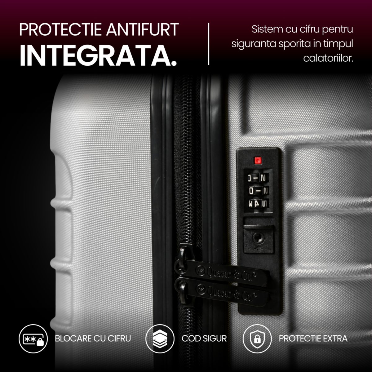 Set troler cabina si rucsac Quasar & Co.®, 55x38x21cm/44x30x15-25 cm, bagaj de mana, troller cu rucsac calatorie avion, Priority Pack, Vega-Line, ABS/pes, gri 5 Set troler cabina si rucsac Quasar & Co.®, 55x38x21cm/44x30x15-25 cm, bagaj de mana, troller cu rucsac calatorie avion, Priority Pack, Vega-Line, ABS/pes, gri 5