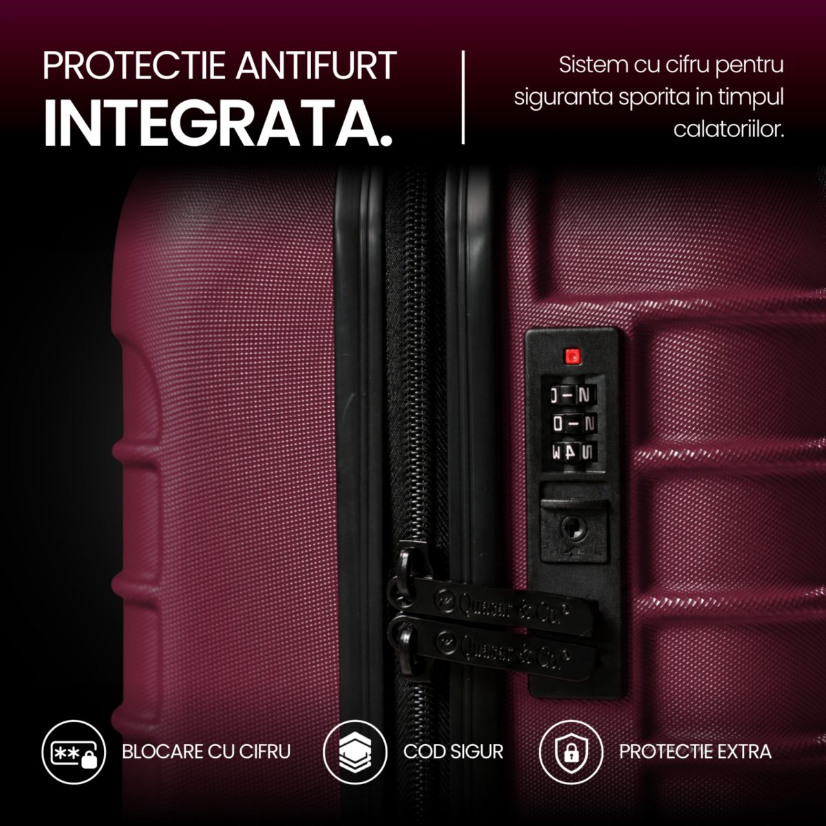 Set troler cabina si rucsac Quasar & Co.®, 55x38x21cm/43x30x20-28 cm, bagaj de mana, troller cu rucsac calatorie avion, Priority Pack-LINE, ABS/pes, visiniu 5 Set troler cabina si rucsac Quasar & Co.®, 55x38x21cm/43x30x20-28 cm, bagaj de mana, troller cu rucsac calatorie avion, Priority Pack-LINE, ABS/pes, visiniu 5