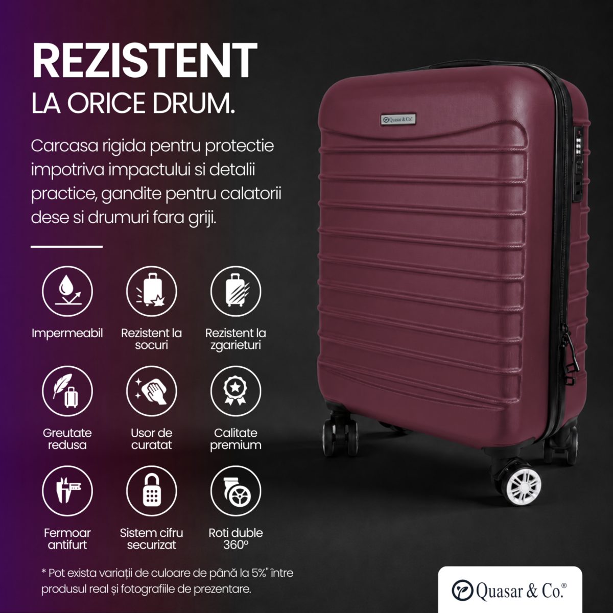 Set troler cabina si rucsac Quasar & Co.®, 55x38x21cm/43x30x20-28 cm, bagaj de mana, troller cu rucsac calatorie avion, Priority Pack-LINE, ABS/pes, visiniu 7 Set troler cabina si rucsac Quasar & Co.®, 55x38x21cm/43x30x20-28 cm, bagaj de mana, troller cu rucsac calatorie avion, Priority Pack-LINE, ABS/pes, visiniu 7