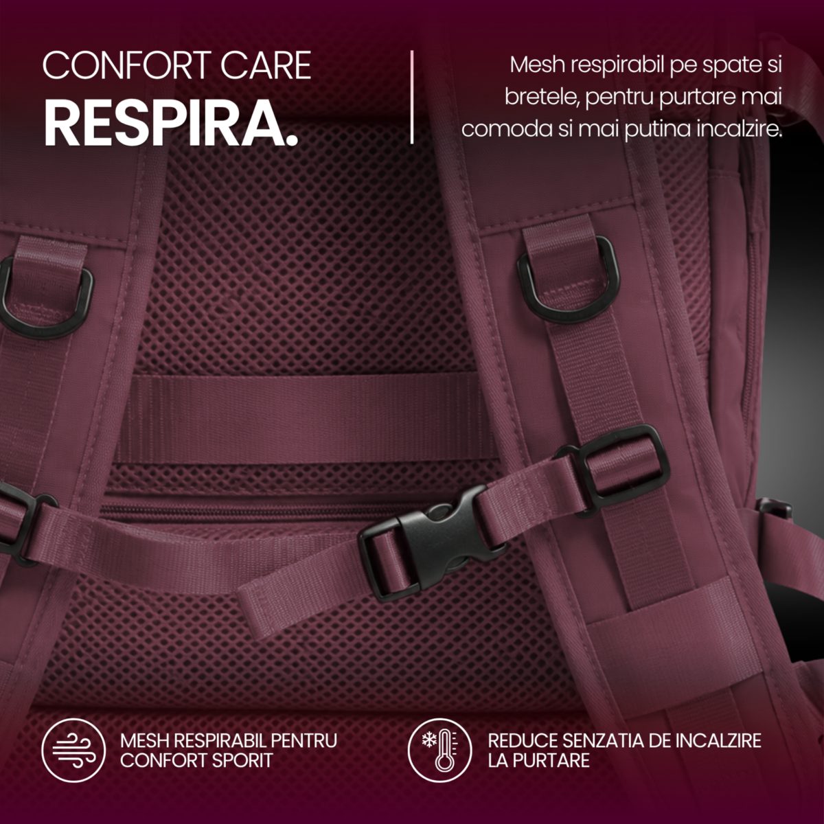 Rucsac bagaj de mana avion Quasar & Co.®, extensibil 43x30x20-28 cm, rucsac calatorie/voiaj multifunctional, impermeabil, compartiment pantofi, compartiment laptop, sistem agatare pe troler, pretabil drumetii/scoala, cu USB, textil, ATLAS, visiniu 8